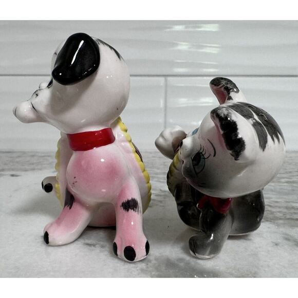 Vintage Japan Rare Dogs In Basket Salt Pepper Shaker Set Kitschy - Picture 3 of 8